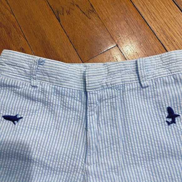 Preppy Seersucker Shorts by TF Laurence Size 5 Sharks Embroidered READ DESCRIPT - Picture 8 of 11